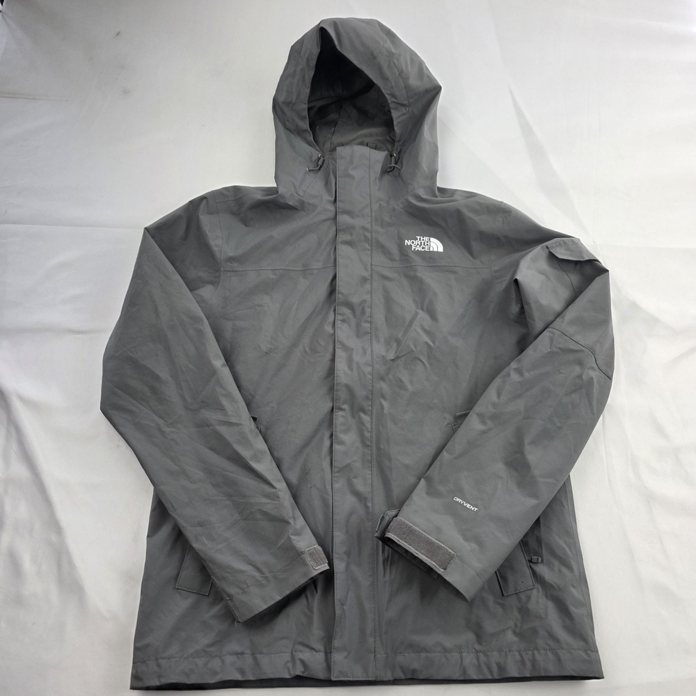 The North Face DryVent Jacket Mens Small Gray Hooded Waterproof Rain Shell